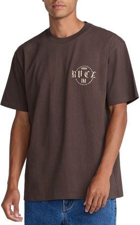 Rvca Dark Link Oversize Cotton Graphic T-Shirt in Mocha at Nordstrom, Size Xx-Large