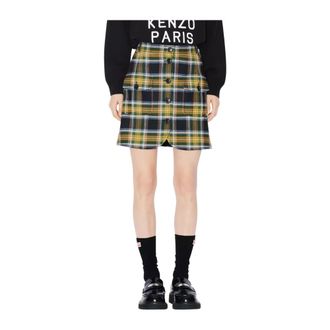 Kenzo Short Skirts, female, Multicolor, Size: XS Plaid-check A-Line Miniskirt
