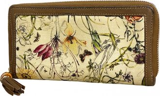 Gucci Beige Brown Canvas Long Wallet (Bi-Fold) (Pre-Owned)