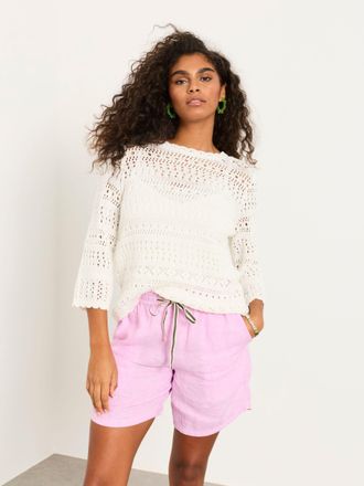 Fat Face FatFace Orla White Knitted Stitch Jumper