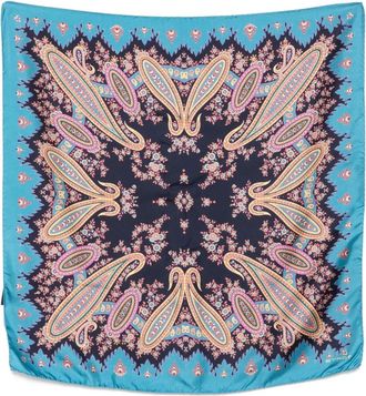 Etro Foulard in seta con stampa paisley - Blu
