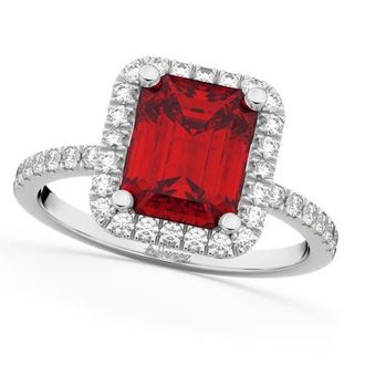 Allurez Lab Ruby & Lab Diamond Engagement Ring 14k in 3.32Ct/white Gold at Nordstrom, Size 5.5