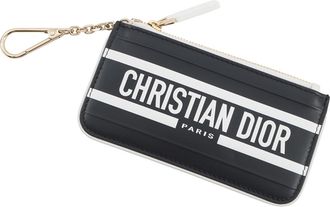 Dior Champagne Gold Navy White Leather Coin Purse/Coin Case (Pre-Owned)