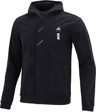 adidas Printing Logo Sports Hooded Jacket Black HE5116