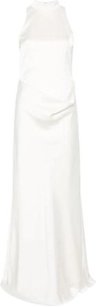 Rotate Satin Maxi Trein Jurk - Dames - Avondkleed - Wit - S - Polyester - Kleedjes