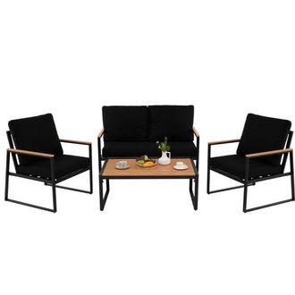 Costway Costway 4PCS Garden Furniture Set Metal Frame Patio Conversation Set in Black