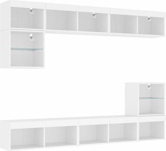 vidaXL Vidaxl - 8 Piece tv Wall Units with led White Engineered Wood