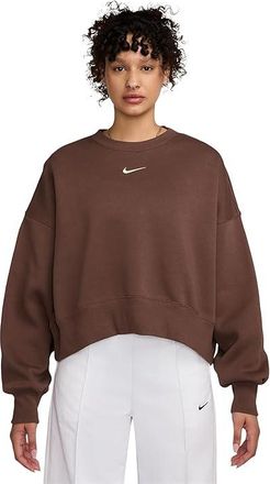 Nike Sportswear Phoenix Fleece Over-Oversized Crew Neck Sweatshirt Womens Sweatshirt Fauna Brown/Sail : 2XL, Cotton/Polyester