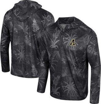 Colosseum Mens Colosseum Black Appalachian State Mountaineers Palms Printed Lightweight Quarter-Zip Hooded Top at Nordstrom, Size Xx-Large