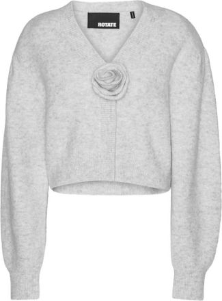 Rotate Bianco Wol Alpaca Trui Aw 25 - Dames - V-hals truien - Grijs - L - Wol - Truien & Vesten