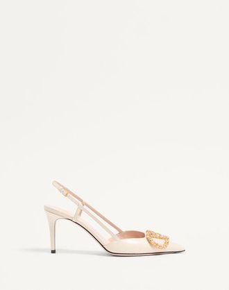 Valentino Garavani Vlogo Signature Slingback Calfskin Pump With Jewel Logo 80Mm Wo