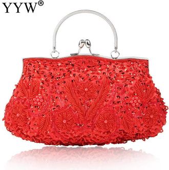 YYW Elegant Womens Beaded Evening Clutch Bags for Weddings and Parties - Embroidered Handbags and Retro Mini Wallets