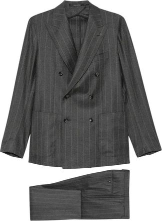 Tagliatore Pinstripe Double-Breasted Suit - Heren - Business pakken - Grijs - 2XL - Kostuums