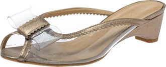 Stuart Weitzman Gold And Clear Pvc Mules