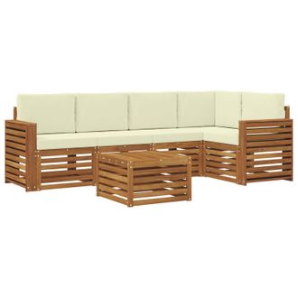 vidaXL Conjunto De Sof&aacute; Seccional Con Coj&iacute;n 6 Pcs Natural Y Crema Vidaxl