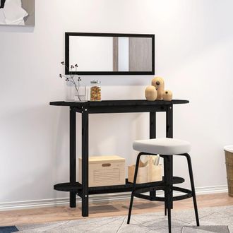 vidaXL Mesa Consola Madera Maciza De Pino Negro 110x40x80 Cm Vidaxl