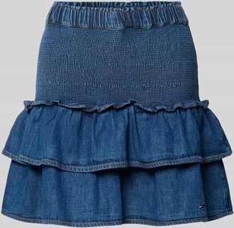 Tommy Jeans Denim Minirock aus reiner Baumwolle mit Volants in Jeansblau, Gr&ouml;&szlig;e XL