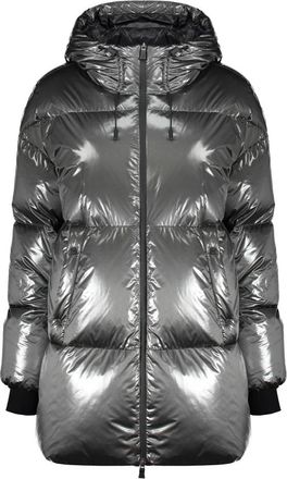 Herno Glanzende donsjas met capuchon - Dames - Gewatteerde jassen - Grijs - L - Polyester - Jassen