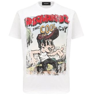 Dsquared2 Cigarette Fit The Cool Guy Print Wit T-shirt