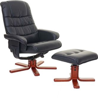 Hhg Nunca Usado] Sill&oacute;n Reclinable Hhg 320, Sill&oacute;n Reclinable Para Tv Sill&oacute;n Para Tv Con Taburete, Certificado Mvg, Piel Sint&eacute;tica Negra