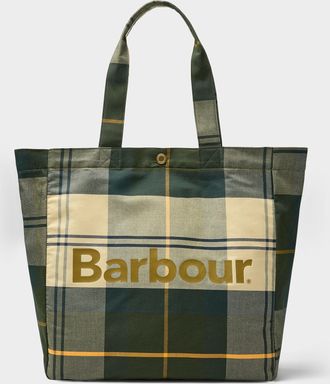 Barbour Mens Green tartan Tote Bag
