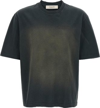 Golden Goose Used Dyed Cotton T Shirt Nero-Uomo