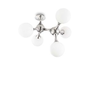 Netlighting Nodi Bianco 5 Light Molecular Ceiling Flush Light Chrome E14 in Grey