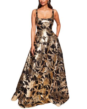 Marchesa Square Neck Strapless Bal Long Gown