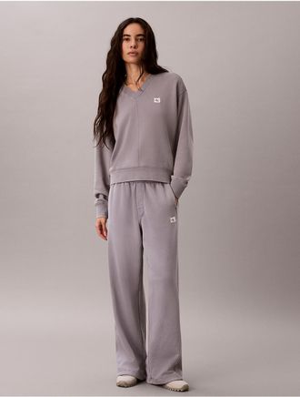 Calvin Klein Jeans Calvin Klein Womens Woven Monologo Terry Relaxed Sweatshirt - Grey - XS