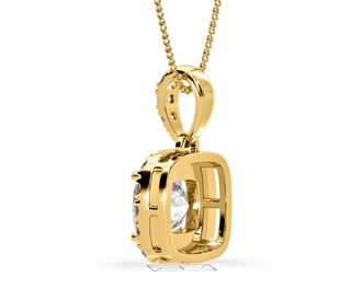 The Diamond Store Beatrice Cushion Cut Lab Diamond Pendant Necklace 0.70ct in 18K Yellow Gold F/VS1