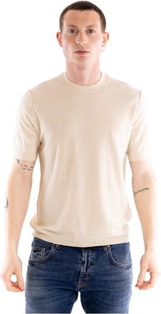 Paolo Pecora T-shirt met ronde hals - Heren - Ronde hals truien - Beige - M - Katoen - Truien & Vesten