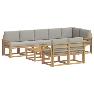 vidaXL Conjunto De Sof&aacute;s De Exterior 9 Pcs Blanco Y Gris Claro Vidaxl