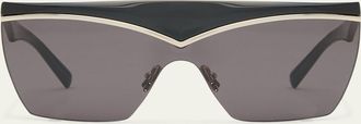 Saint Laurent Logo Acetate Shield Sunglasses