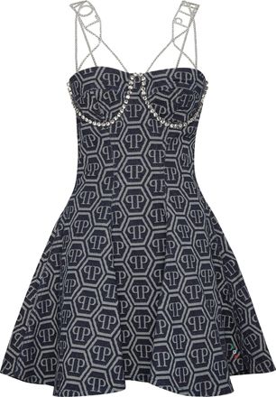 Philipp Plein Denim Jurk Monogram