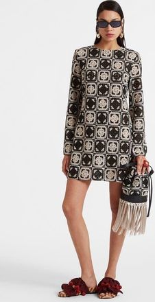 La DoubleJ Mini Supremes Swing Dress in Mini Tiles Macrame Black at Nordstrom, Size Xx-Small