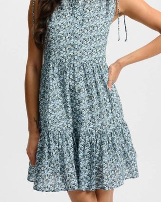 Veronica Beard Yulianna Flounced Dress In Lake Mist Multi