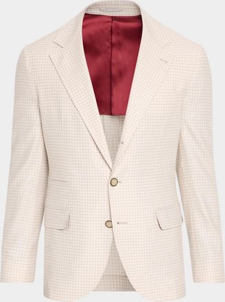 Brunello Cucinelli Men & apos;s Wool-Cashmere Houndstooth Suit Jacket