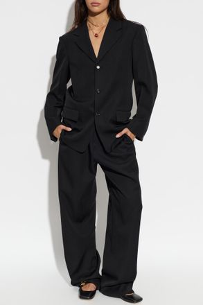 Bottega Veneta Wool Blazer With Notch Lapels, Womens, Black