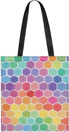 Generic Colorful Hex Pattern Tote Bag for Women Men Shoulder Bags Purses Pouch Handbags