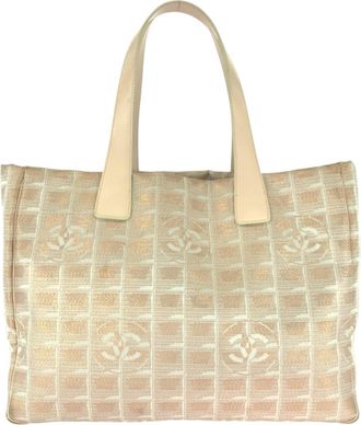 Chanel Salmon Pink Nylon Leather Handbag Tote Bag (Pre-Owned)