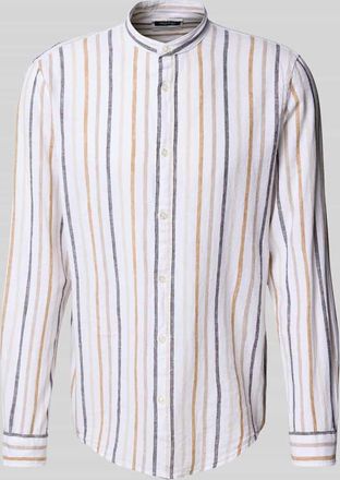 Mc Neal Slim Fit Freizeithemd aus Leinen-Mix mit Maokragen in Senf, Größe XXXL