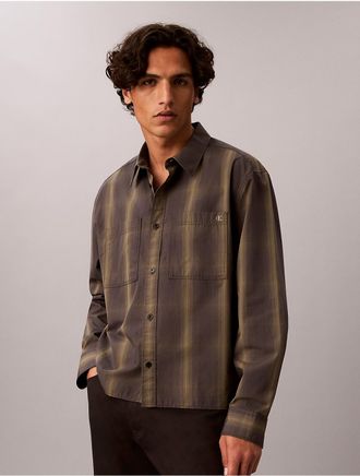 Calvin Klein Jeans Calvin Klein Mens Vintage Check Poplin Overshirt - Grey - XL