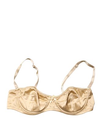 Dolce & Gabbana Womens Beige Semi-Pad Underwire Balconette Bra Underwear Elastane Silk Clothing