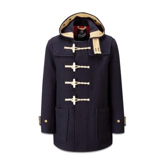 Gloverall Single-Breasted Coats, male, Blue, Size: XL Union Jack Mid Monty Duffle Coat