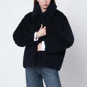 Max Mara Navy faux-fur coat