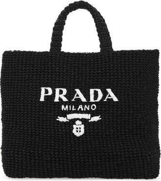 Prada Black Raffia Shopping Bag