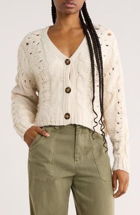 JANE + MERCER Cable Knit Cardigan in Ivory at Nordstrom Rack, Size X-Small