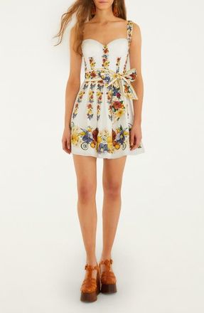 Farm Rio Tropi Floral Print Minidress in Tropi Off-White at Nordstrom, Size X-Small
