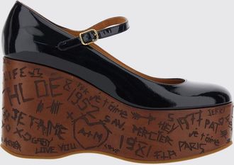 Chlo&eacute; D&eacute;collet&eacute; Mary Jane in pelle verniciata con tacco platform a zeppa