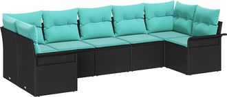 vidaXL Conjunto De Sof&aacute; De Jard&iacute;n 7 Uds. Negro Polirat&aacute;n Vidaxl